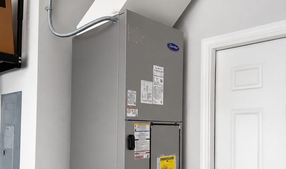 Carrier air handler installed by Fast Service AC — real central system installation in Central Florida